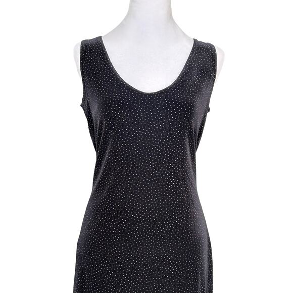Y2K Black Velvet Silver Sparkle Sleeveless Maxi Dress S 4 6 Whimsigoth Witchy - Picture 5 of 9